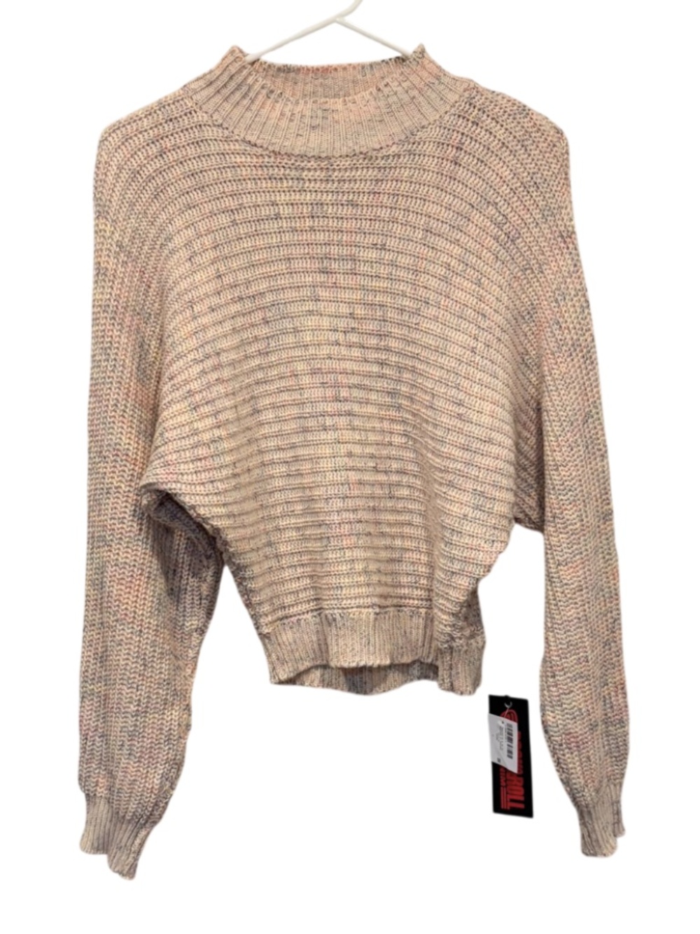 Juniors Rock & Roll Denim Chunky, Ribbed Mock-neck Sweater